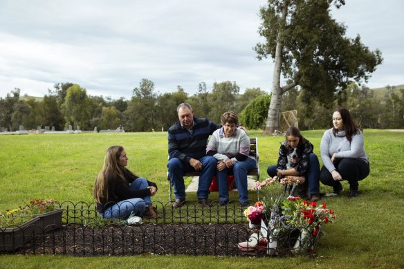 Philippa and Peter Fitzpatrick with their daughters Emma (on right) and Amanda (on left) and Lucinda Eddy, Adam’s girlfriend (on second right). 