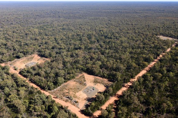 A coal seam gas extraction site in the Pilliga Forest.