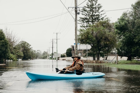 Lincoln Delaforce in his kayak in Port Macquarie. 