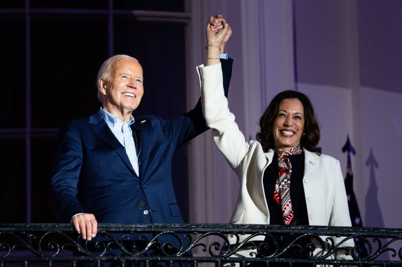 Joe Biden and Kamala Harris together on July 4. 