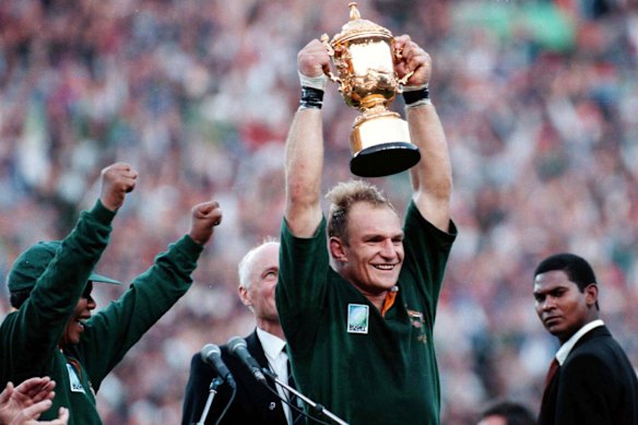 South African rugby captain Francois Pienaar after the 1995 World Cup final.
