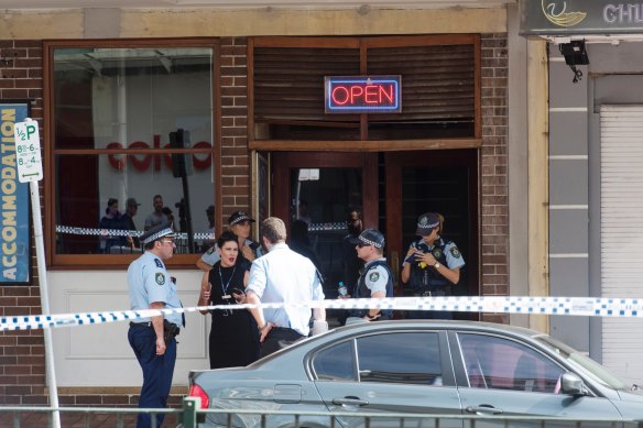 The scenes where Nick Newman was shot dead after stabbing a police officer near the Maroubra Junction Hotel in January 2018.