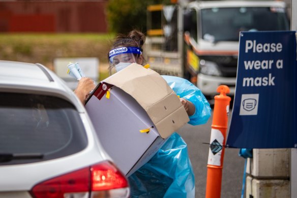 Drive-through voting in Melton for the COVID-19 positive.