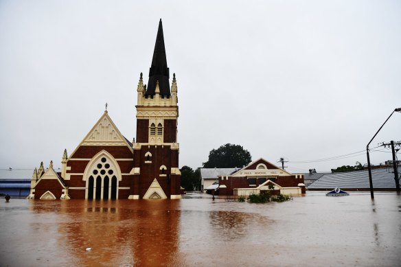 Severe flooding hits Lismore in northern NSW in the worst flood ever recorded on Monday February 28 2022. Photo: Elise Derwin / SMH. .