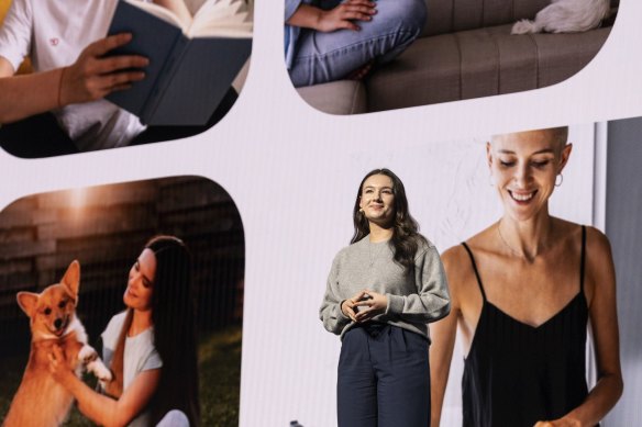 Alana Gomez-Solis, communications and content specialist at Samsung Electronics America, at the CES event, where the company   spruiked its   built-in telemedicine app.