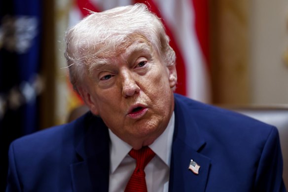 US President Donald Trump during a cabinet meeting at the White House.