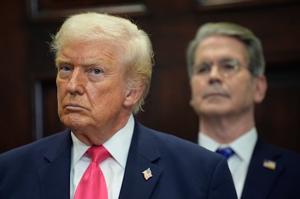 US President Donald Trump (left) and US Treasury Secretary Scott Bessent.  