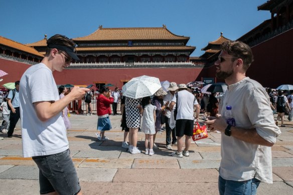 Visitors to the Forbidden City in Beijing this week included Western faces.