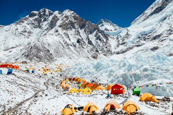 Mount Everest Base Camp at the Khumbu glacier.