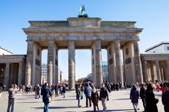 The Brandenburg Gate in Berlin.