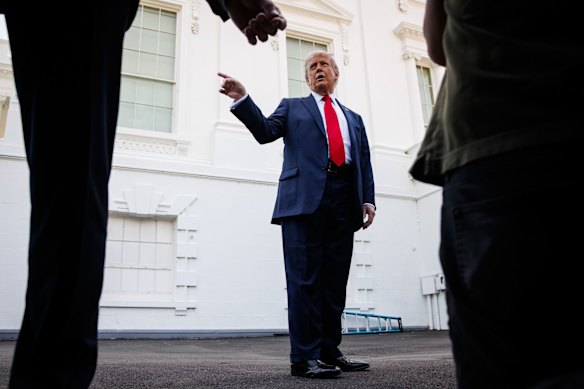 US President Donald Trump outside the White House on Wednesday.