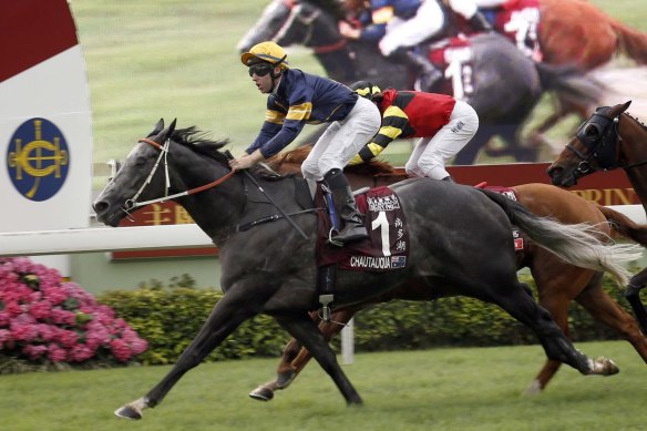Chautauqua, with Tommy Berry in the saddle, claims the Chairman's Sprint prize.