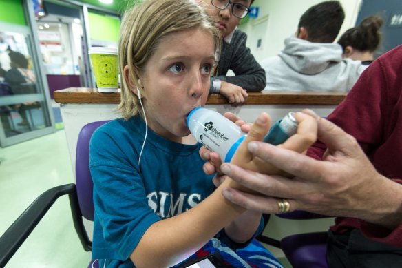 A patient at Sunshine Hospital receiving treatment for asthma during the 2016 thunderstorm asthma crisis.
