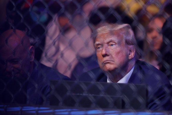Former US president Donald Trump attends a UFC event in Miami.