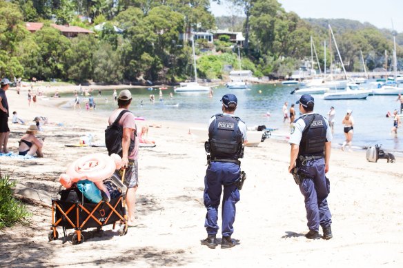 Enforcing lockdown in Sydney’s Northern Beaches area.