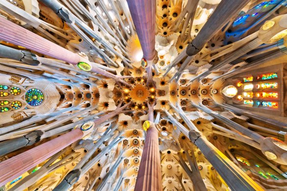 The vaulted ceiling of La Sagrada Familia is a thing of beauty and wonder.