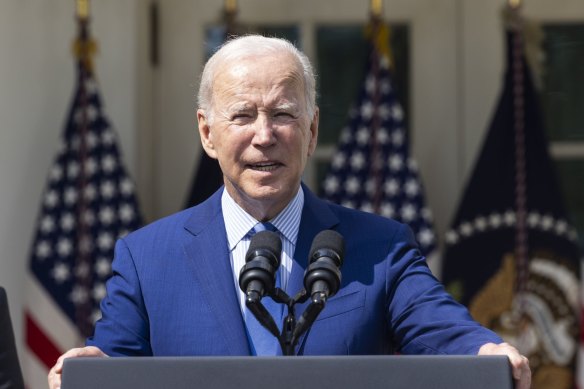 US President Joe Biden at the White House, announcing a breakthrough in negotiations between US railroads and unio<em></em>ns on Thursday, September 15.
