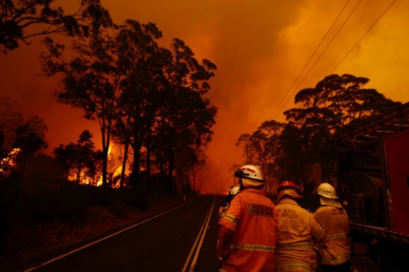 Firefighters at the scene of the Buxton fire on Thursday afternoon.