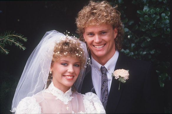 Kylie Minogue and Craig McLachlan on the show Neighbours. 