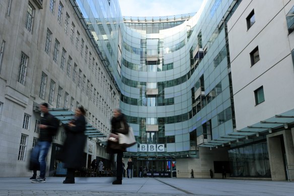 The headquarters of the BBC at Broadcasting House in central London.