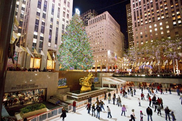 Ice skate under the Rockefeller Centre’s grand tree.