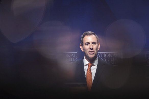 Treasurer Jim Chalmers during an address to the National Press Club last week.