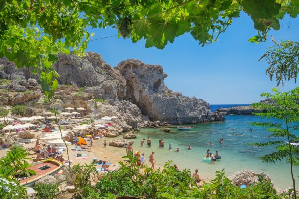 When in Rhodes … Saint Paul’s Bay in Lindos. 