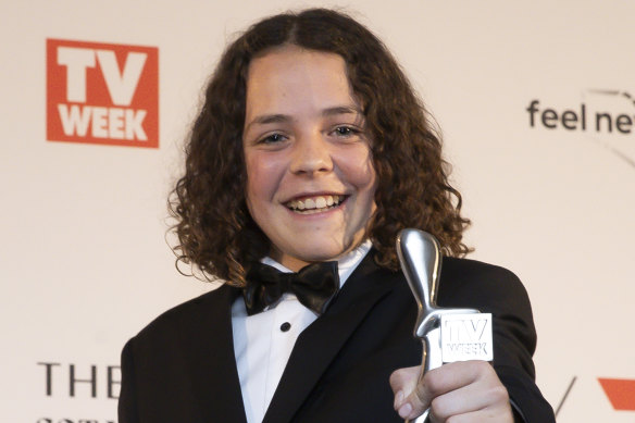 Felix Cameron holds his Graham Kennedy Award for most popular new talent.