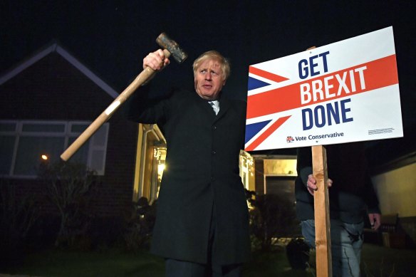 Boris Johnson hammering home the Brexit message in 2019.