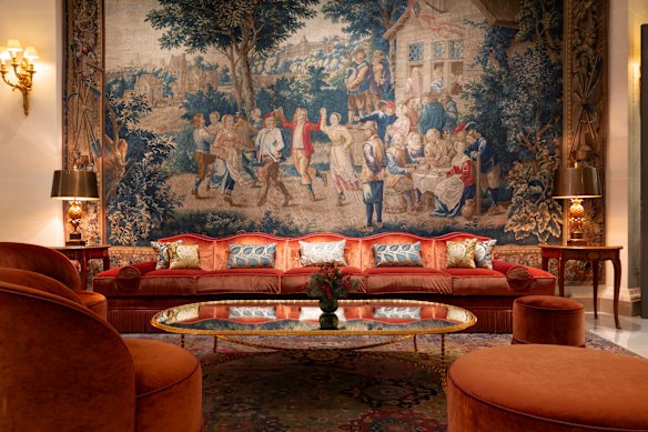 A sumptuous tapestry in the lobby of Le Bristol.