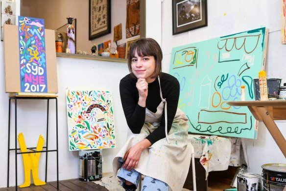 Artist Nadia Hernandez in her St Peters studio.