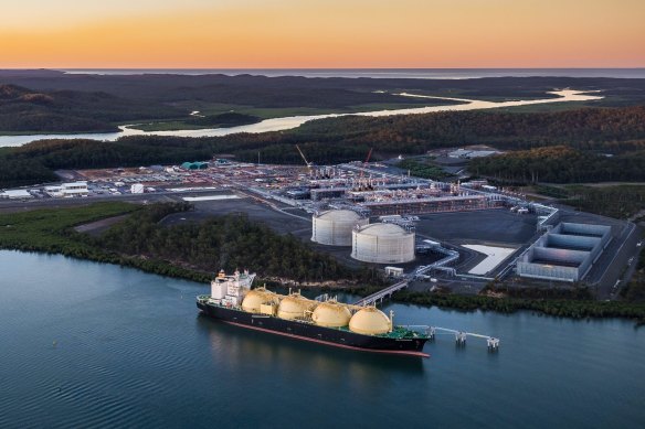 Gas cargo being loaded for export at Gladstone. Australia is the world’s biggest exporter of liquefied natural gas.