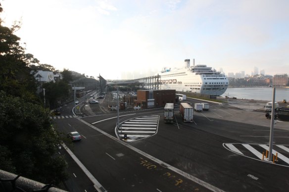 A cruised ship moored at White Bay, in Sydney’s western harbour.