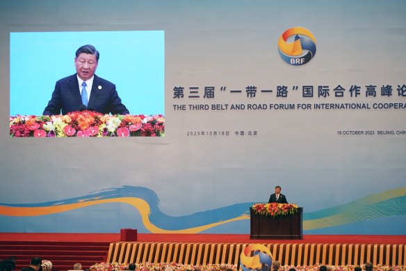 China’s President Xi Jinping at the opening ceremony of the Belt and Road Forum in Beijing in October 2023.