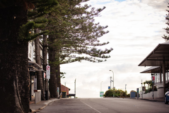 Byron Bay was deserted on Tuesday. 
