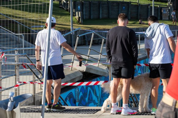 Slabs of concrete had been lifted at the paddling pool in North Bondi from the high seas. 