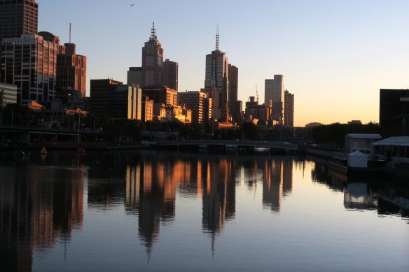 Melbourne skyline at dawn. The city is expected to overtake Sydney as the nation's most populous by 2026. 
