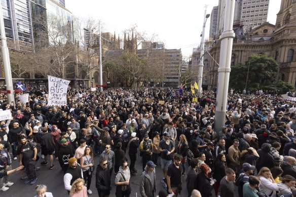 The protests in the Sydney CBD on Saturday.