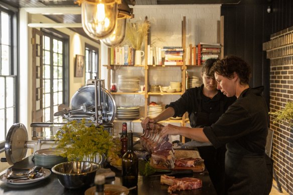 Brigitte Hafner (right) at Osteria Tedesca.