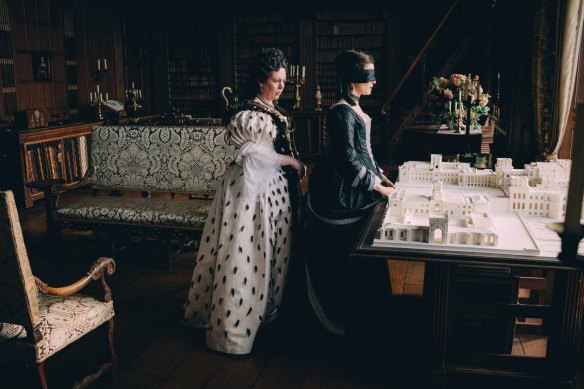 Olivia Colman and Rachel Weisz in The Favourite.