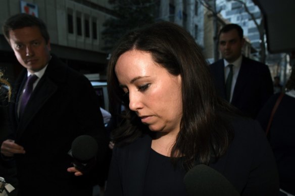 Kaila Murnain leaves The NSW Independent Commission Against Corruption (ICAC) public inquiry into allegations concerning political donations in Sydney,.