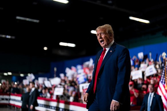 Donald Trump arrives at a “Get Out The Vote” rally in Greensboro.