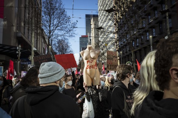 Thousands of furious supporters of abortion rights protested in Melbourne earlier this month.