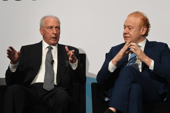 Paul Keating and Anthony Pratt at an Australian Financial Review event.