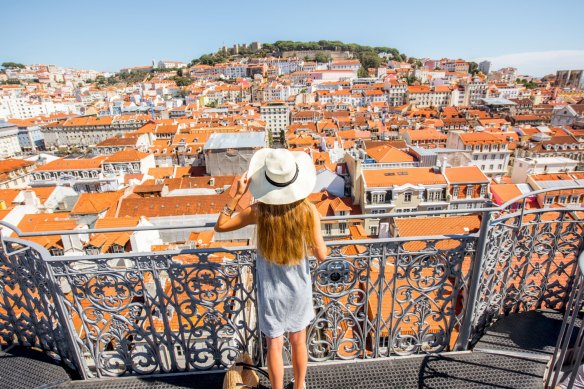 Lisbon’s rooftops. The number of Australians heading to Portugal is up 14 per cent on pre-pandemic numbers.