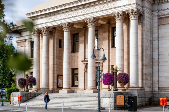 Case closed to public: The Second Judicial District Court in Reno, Nevada.