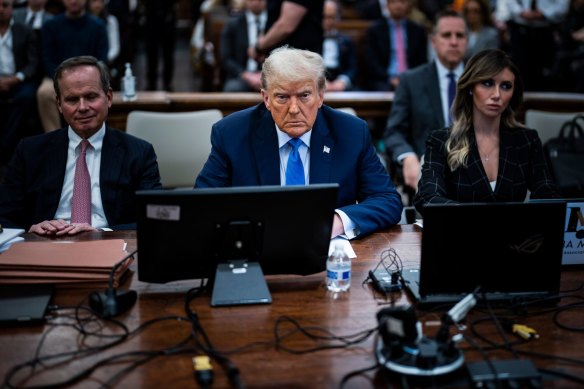 Former US president Donald Trump waits to take the witness stand at New York Supreme Court.