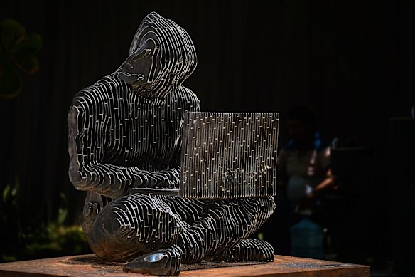 A statue depicting Satoshi Nakamoto, unveiled in El Zonte, El Salvador, in February.