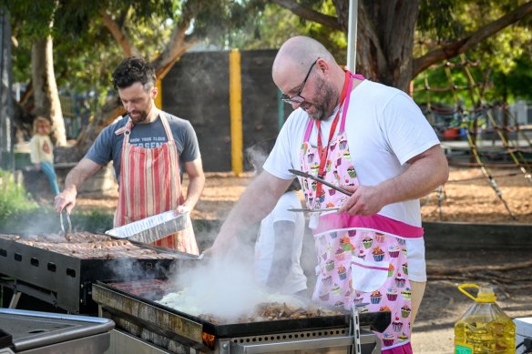 The sausages hit the barbeque early for voters in Brunswick.