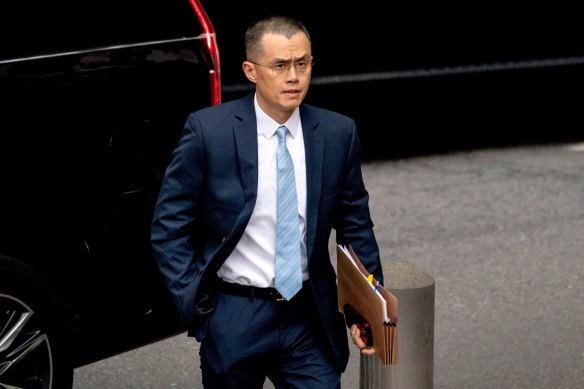 Changpeng Zhao, former chief executive officer of Binance, arriving at court in Seattle.